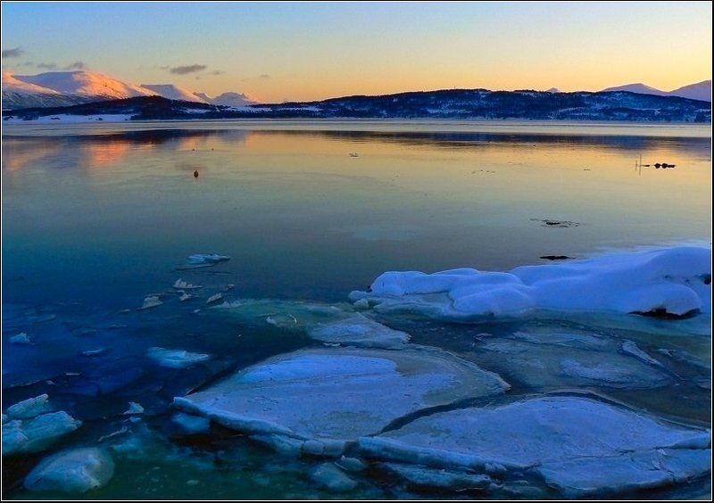 Норвегия, вечер, мороз, фьорд, Холодно... фото превью