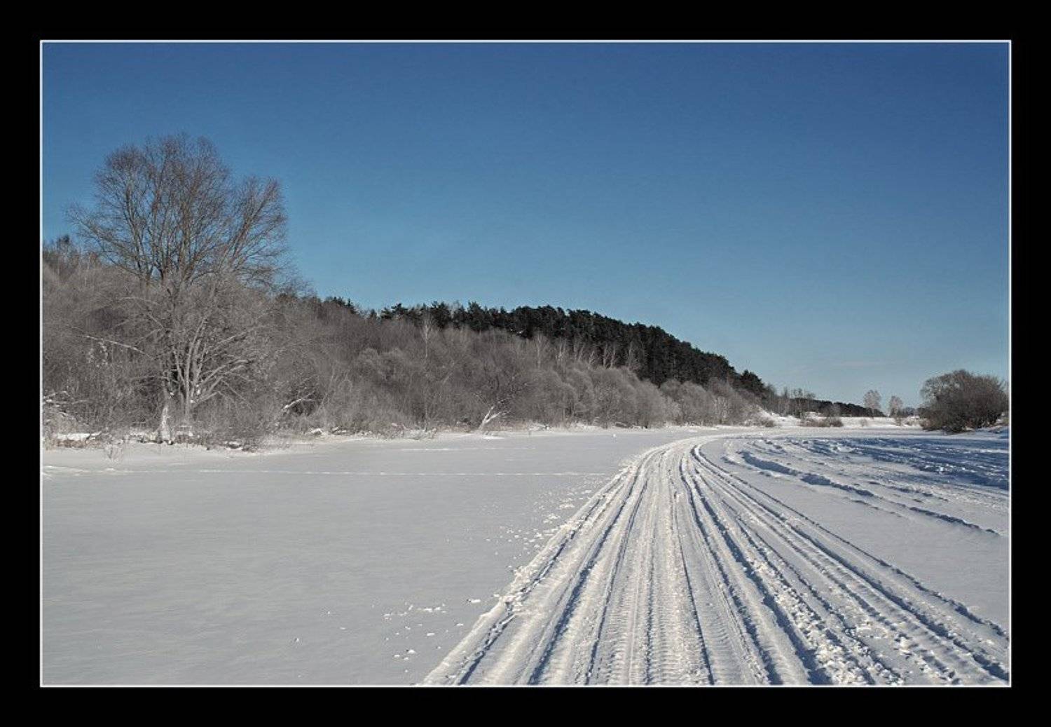 замерзшая, речка, лыжня, мороз, Капустин Николай