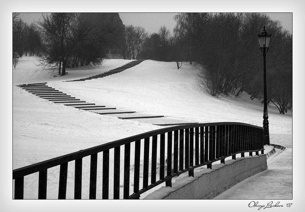 Москва, метель, снег, лестницы, перспектива, фонарь, холодно, Олеся Ласкова