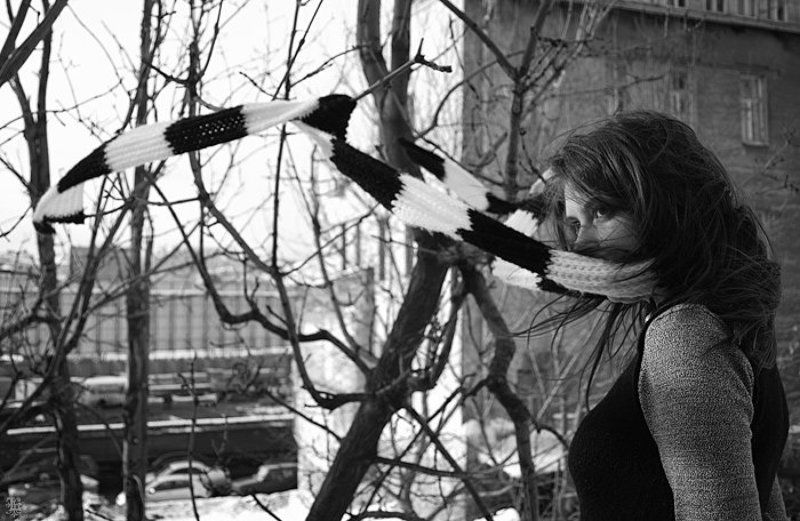 Настя, ветер, шарф, Lucem я с тобой прощаюсь фото превью