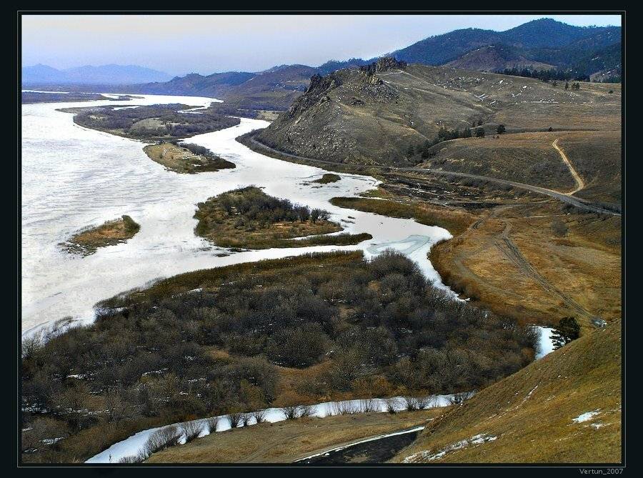 Бурятия,ранняя весна,Селенга,река,холмы,горы, Игорь Глушко