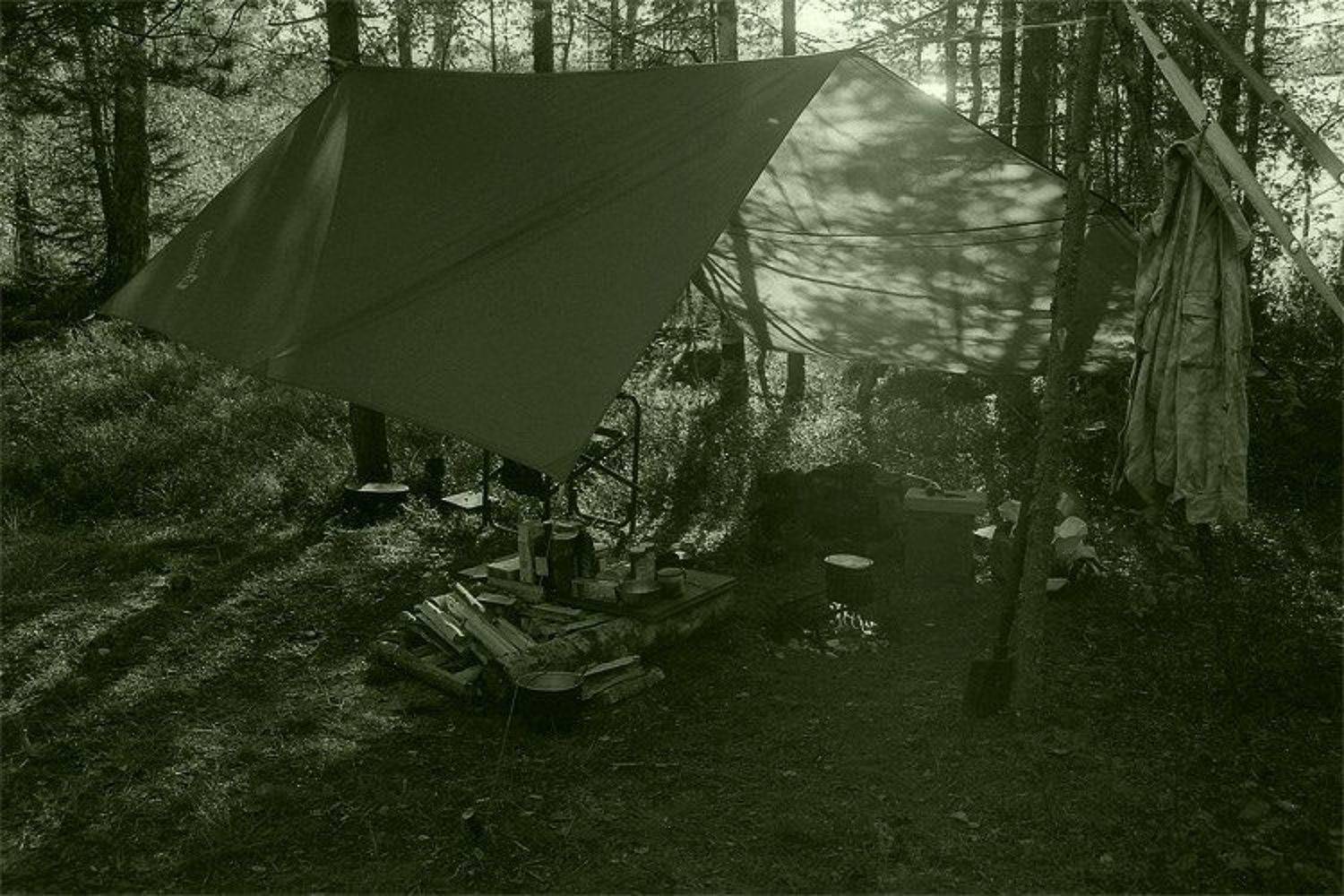 2007, canon-eos-300, ef-50/1.8, чб, пленка, солнце, тент, лагерь, свет, тень, дрова, куртка, котелок, костер, стропа, Todublin