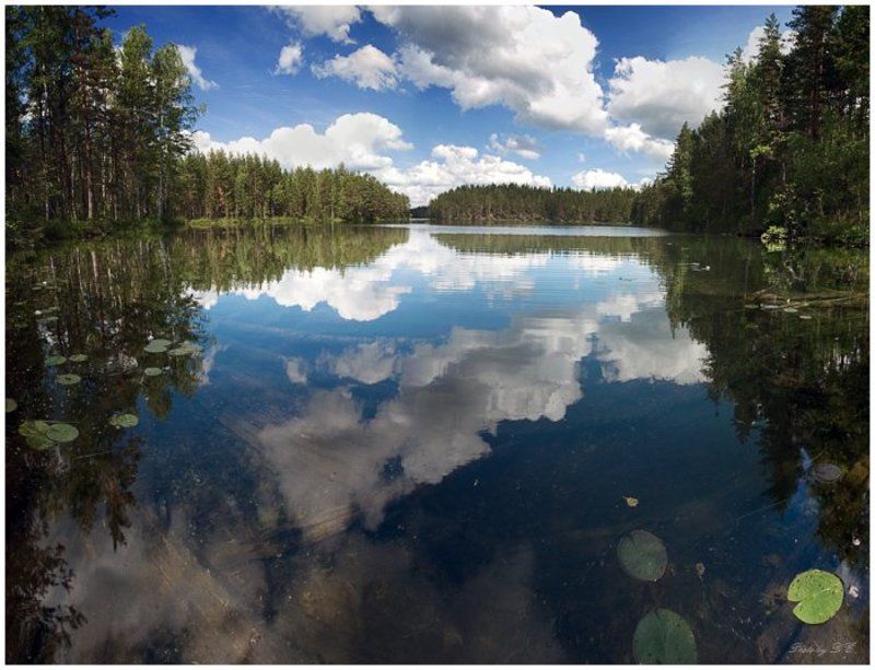 озеро, карелия, вода, небо В ясный северный день фото превью