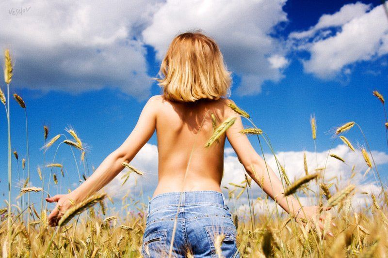 лето, поле, девушка Здравствуй! фото превью