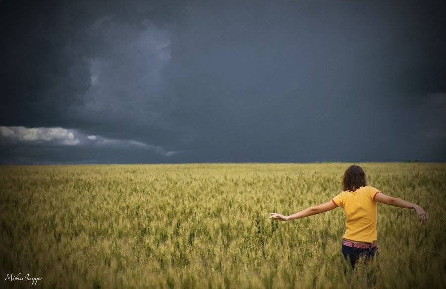 поле, гроза, девушка, Jagger