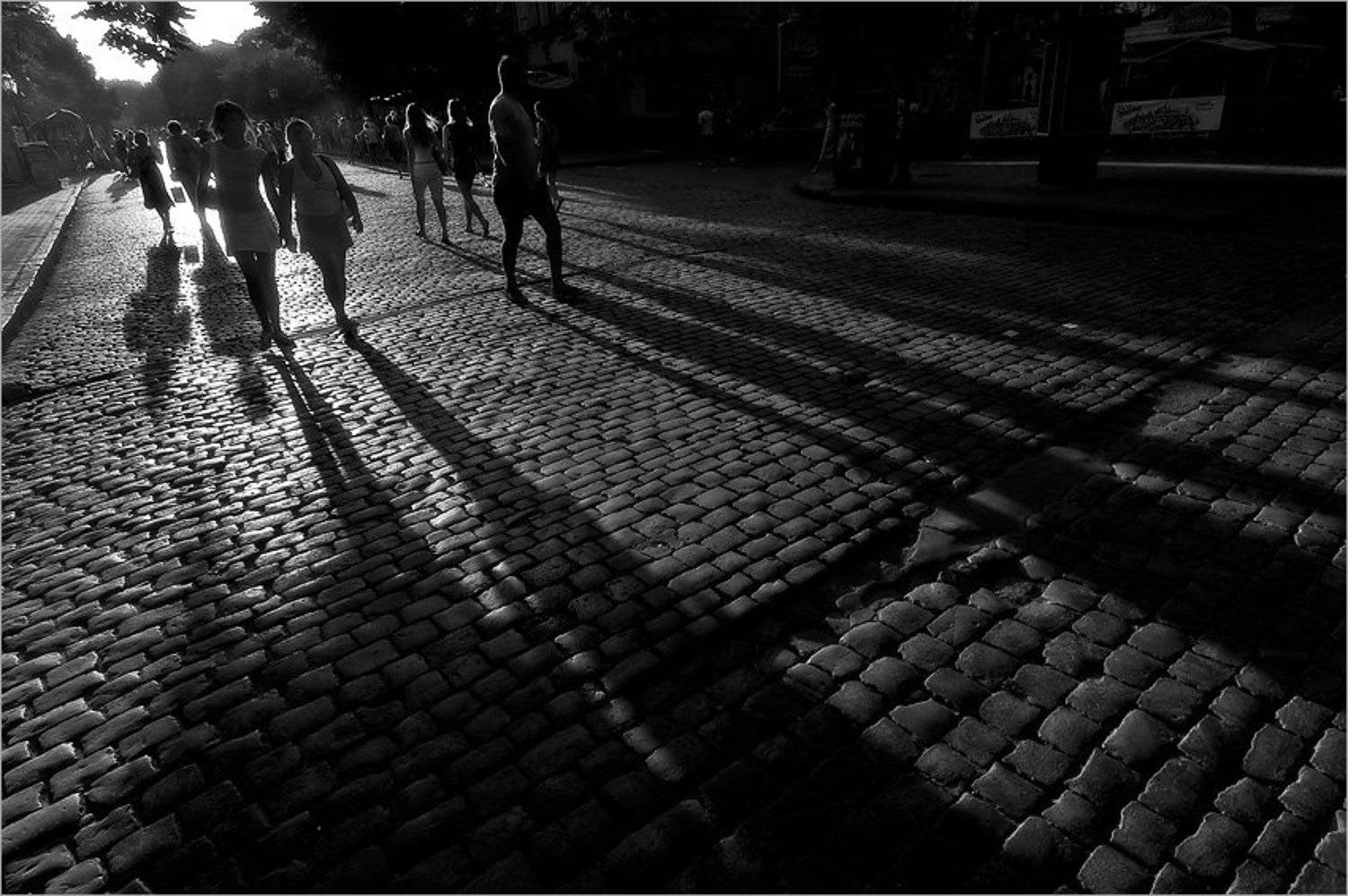 закат, одесса, дерибасовская,тени, Виктор Окнянский