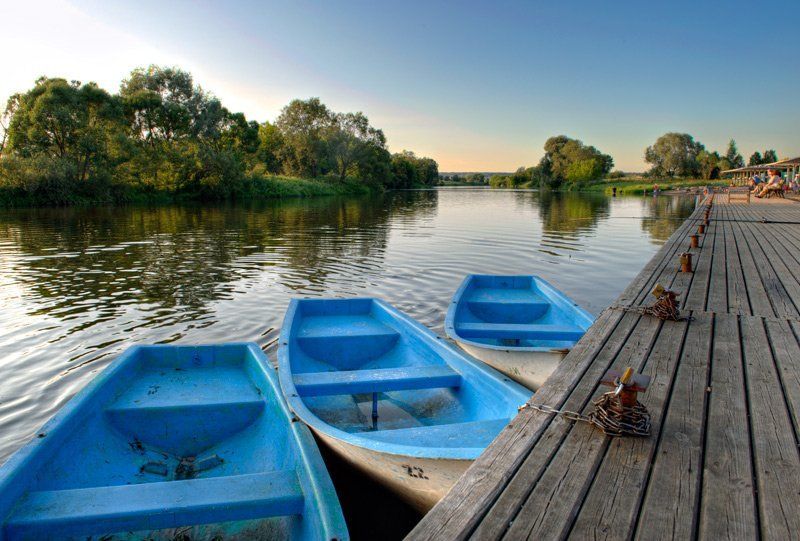 закат,река,лодки *** фото превью