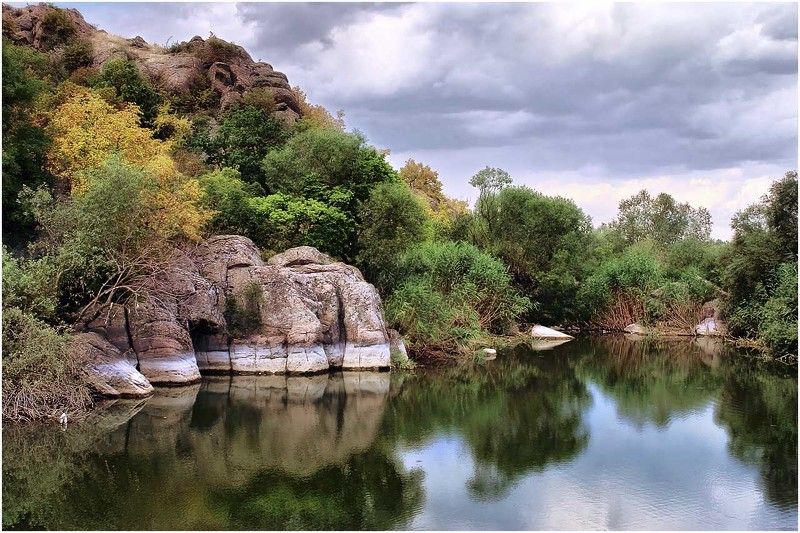 пейзаж, природа, река, скалы Заводь фото превью