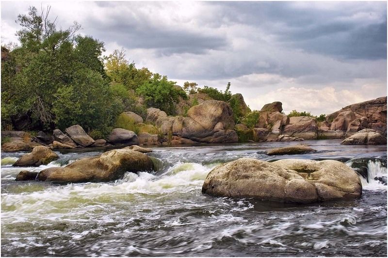 пейзаж, природа, река, скалы Пороги фото превью