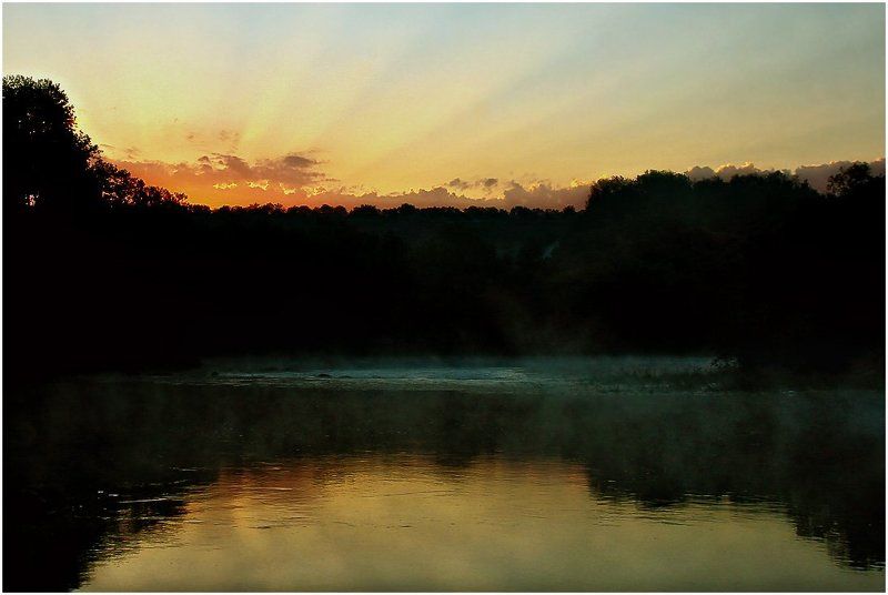 пейзаж, природа, река, восход Покой фото превью