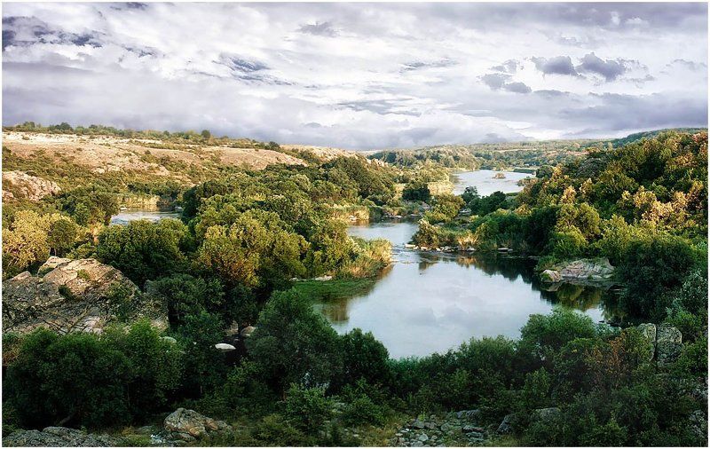 пейзаж, природа, река, скалы Гранитно- степовое Побужье фото превью