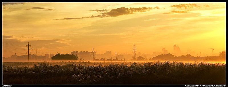 рассвет утро город туман Урбанистический рассвет фото превью