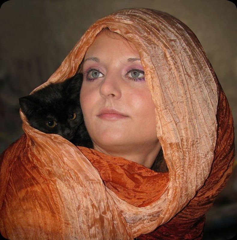 девушка, свет, добро, маленький, беззащитный котёнок, малыш Хранительница! фото превью