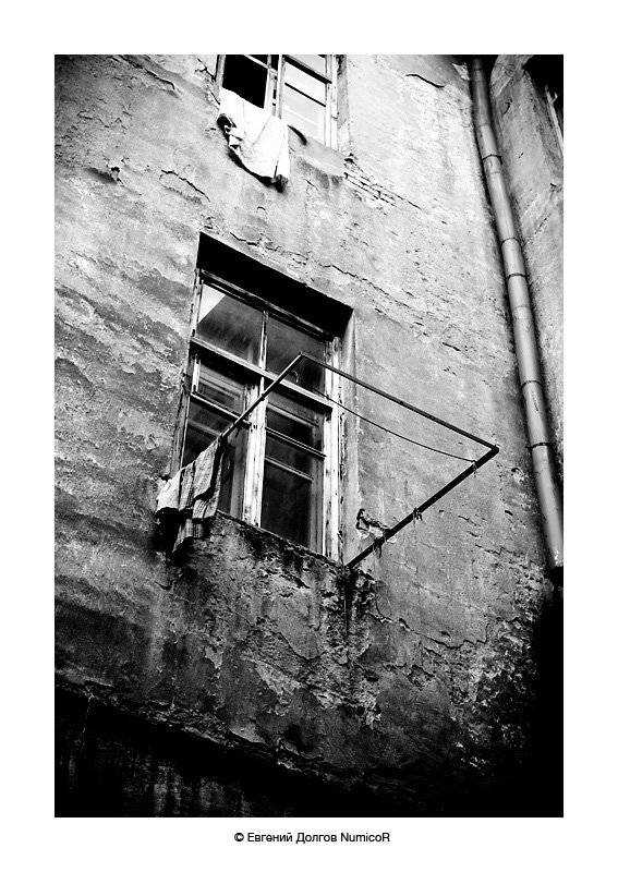 окна, вечер, двор, чб, ч/б, Евгений Долгов NumicoR