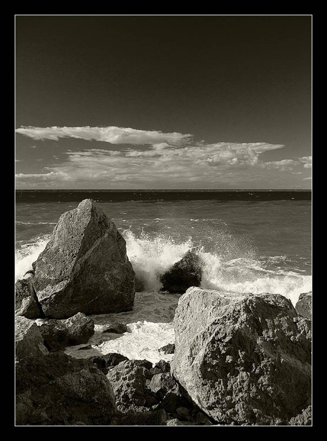 крым, судак, мыс, алчак, чёрное, море, шторм, волна, скалы, горы, лето, природа, облака, Александр