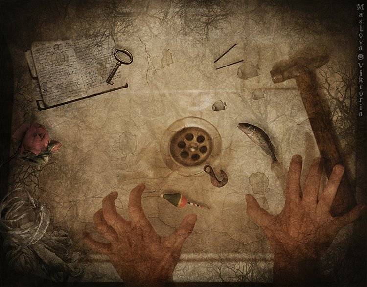 рыбка, молоток, гвозди, руки, рука, роза, нить, леска, крючок, ключ, bioskiss
