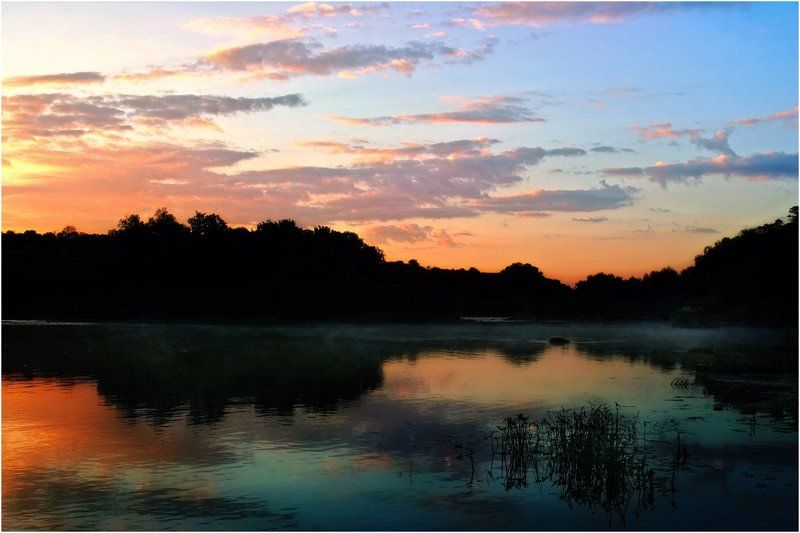 пейзаж, природа, река, восход Рассвет фото превью