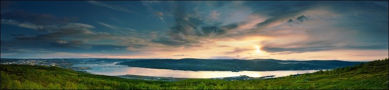 кольский полуостров, залив, закат Закат над Кольским фото превью