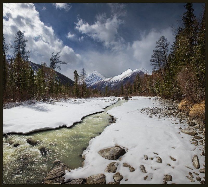 алтай, машей, река, снег, весна, горы, ярославский, виталий Весенний Машей фото превью