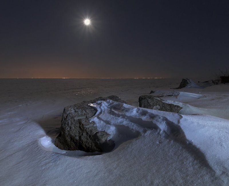 луна, ночь, полнолуние, длинная выдержка, long exposure, световая кисть ~81~ фото превью