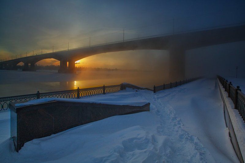 город,ярославль,зима,утро,городские пейзажи,набережная,река,волга. Утренний чай. фото превью