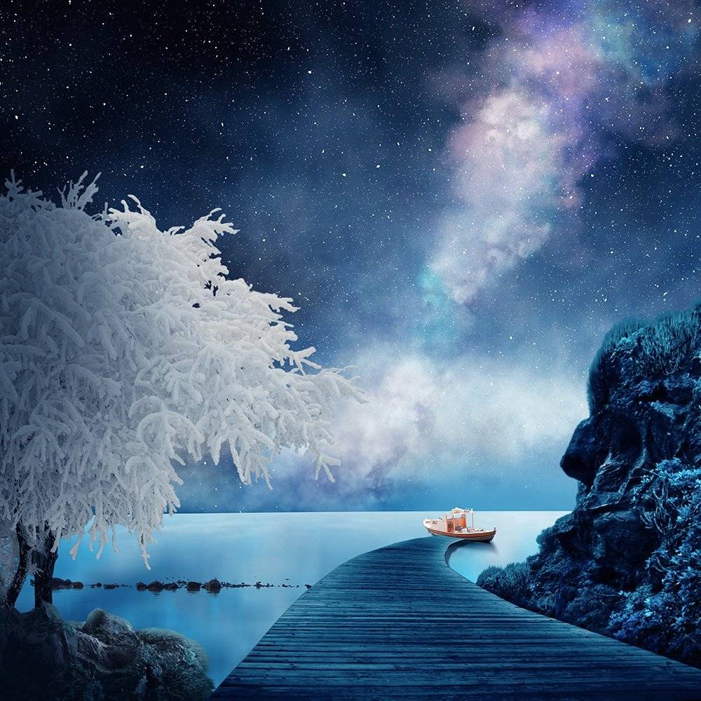 blue, circle, farm, light, lightstarts, manipulation, night, photoshop, pole, special, trail, Caras Ionut