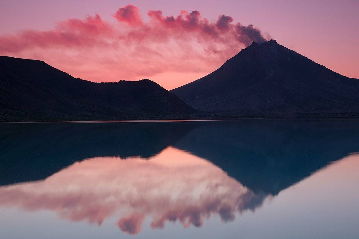 камчатка, вулкан, лето, извержение, закат, кизимен, Денис Будьков