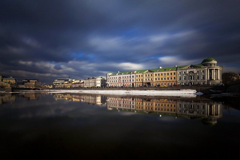 Длинная выдержка, Москва, Москва-река, Отражение, Река Москва фото превью