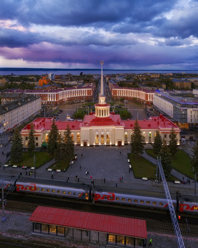 аэросъемка, карелия, петрозаводск, архитектура, пейзаж Площадь Гагарина, Петрозаводск фото превью