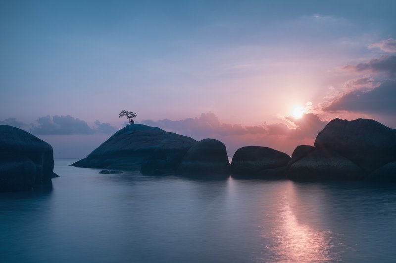 закат, море, пейзаж Закат в Таиланде фото превью