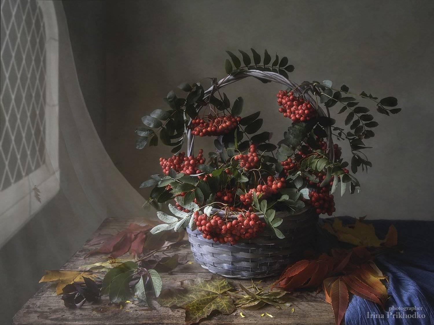 натюрморт, осень, корзина, настроение, рябина, Ирина Приходько