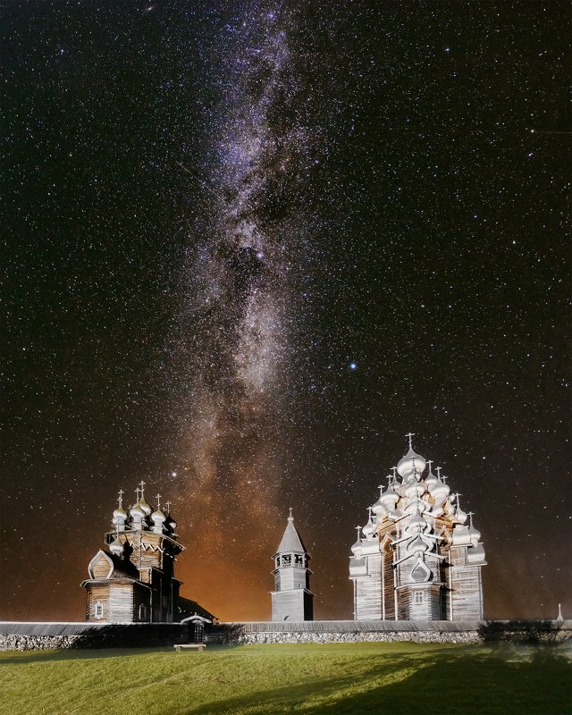 Астрофотография, природа, пейзаж, карелия Кижский погост под сентябрьским небом фото превью