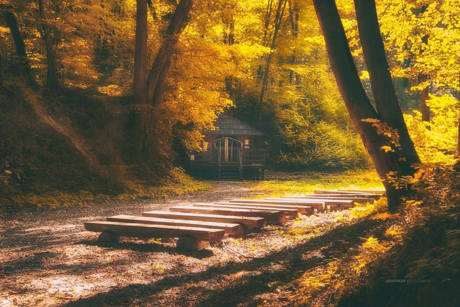 autumn, autumntime, autumnforest, autumnleaves, woodenchapel, Robert Powroznik