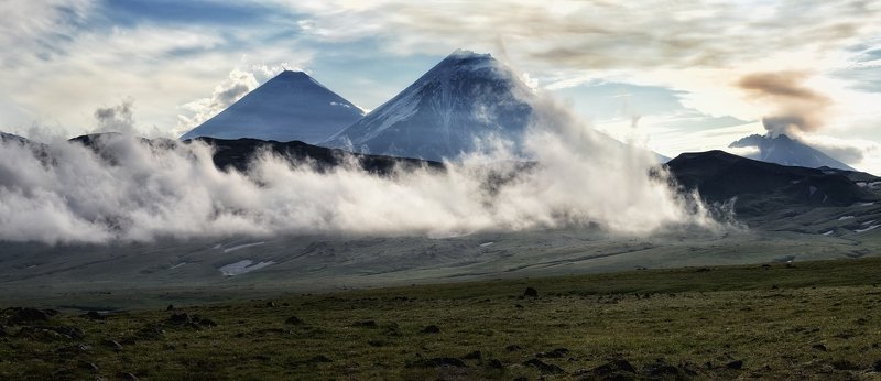 камчатка,вулкан,рассвет,туман. Так просыпаются вулканы. фото превью