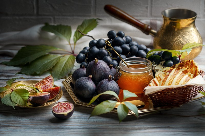 натюрморт, фрукты, мед, сыр, еда, фудфото, фудфотография Сладкая осень фото превью