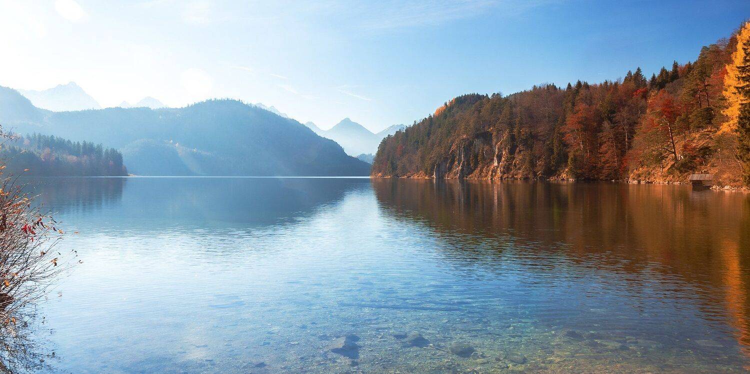 осень, утро, горы, озеро, лес, Александр Игнатьев