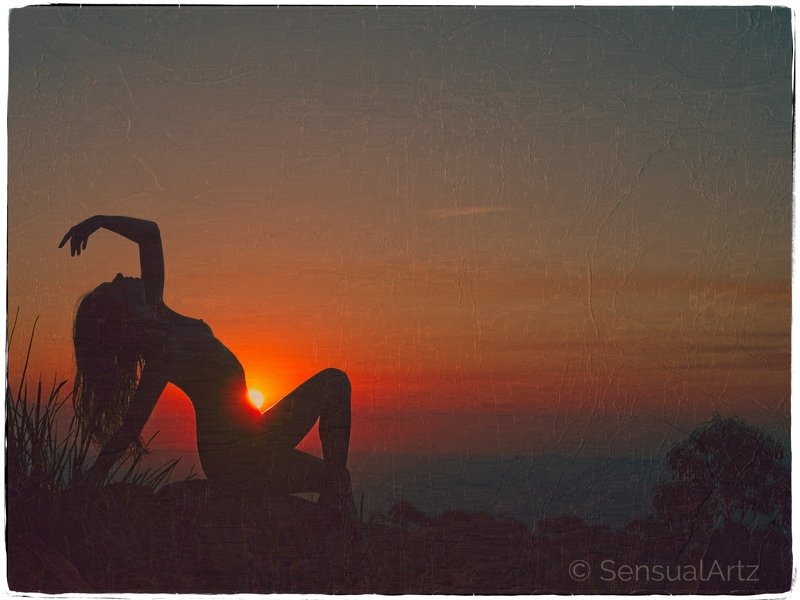 female, woman, nude, sunset, silhouette memories of a sunset фото превью