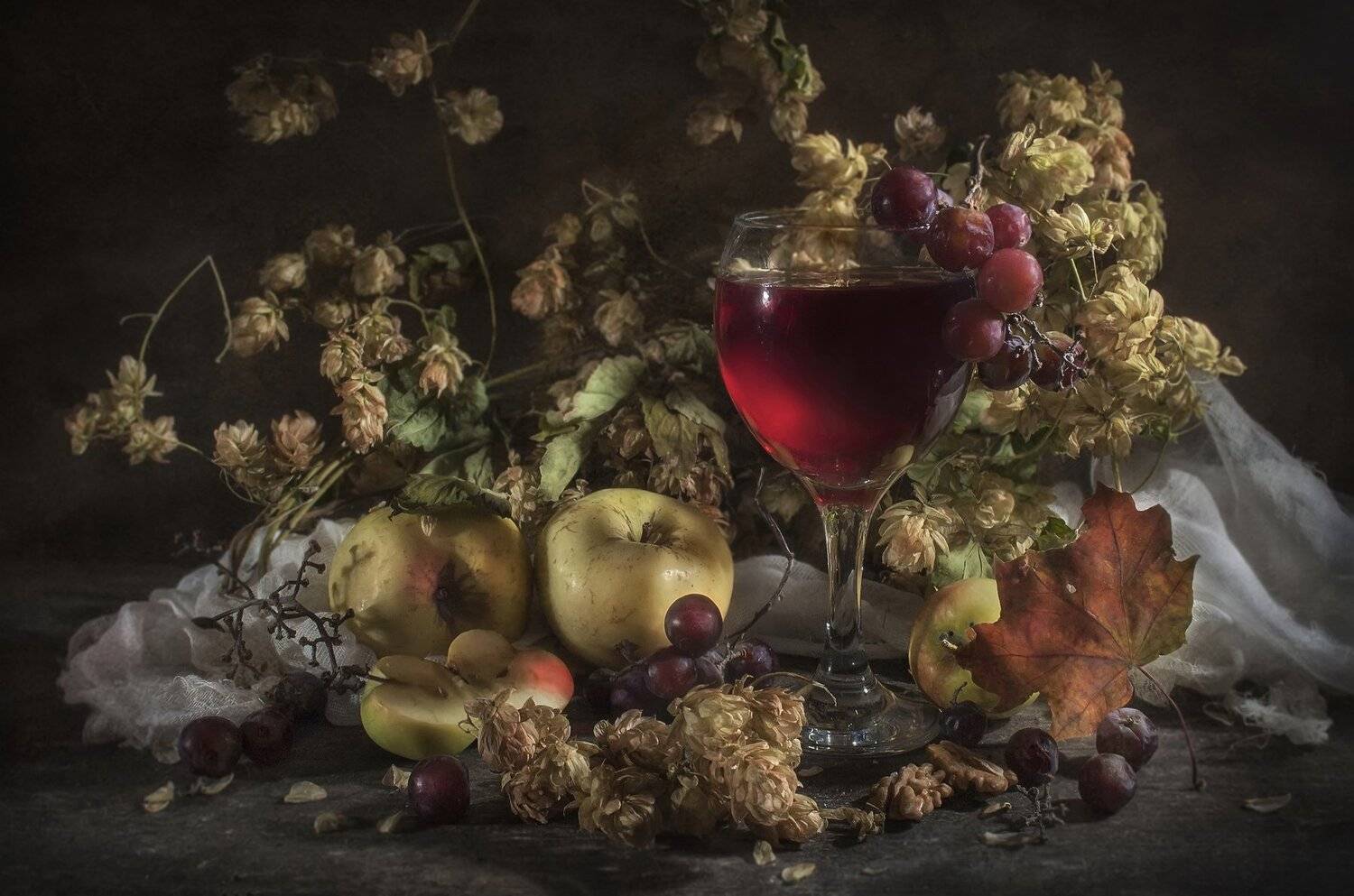 еда,вино,орехи,виноград,булка,пища,красный,хмель,яблоки,осень, Владимир Володин