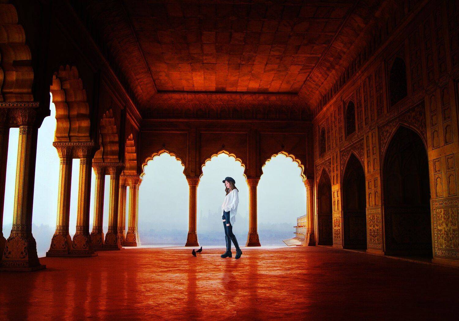 девушка, храм, голуби, Sergii Vidov