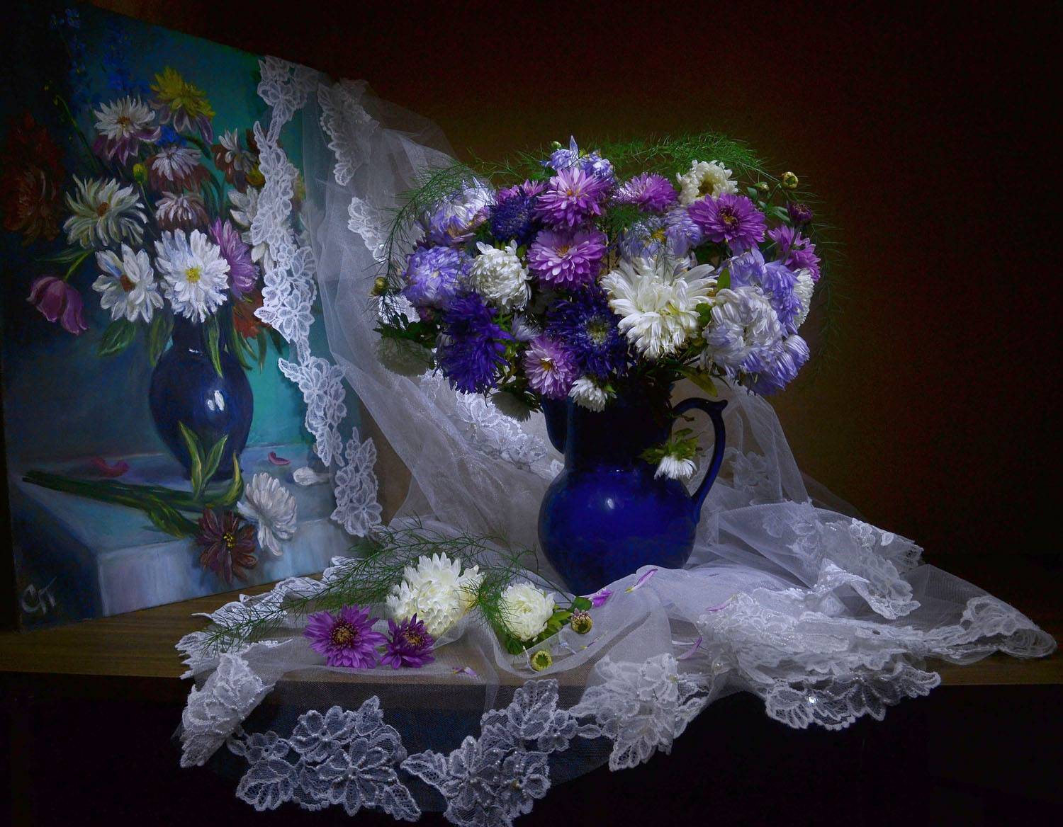 still life, натюрморт, цветы, фото натюрморт, октябрь, астры, картина, маслом, настроение, осень, Колова Валентина