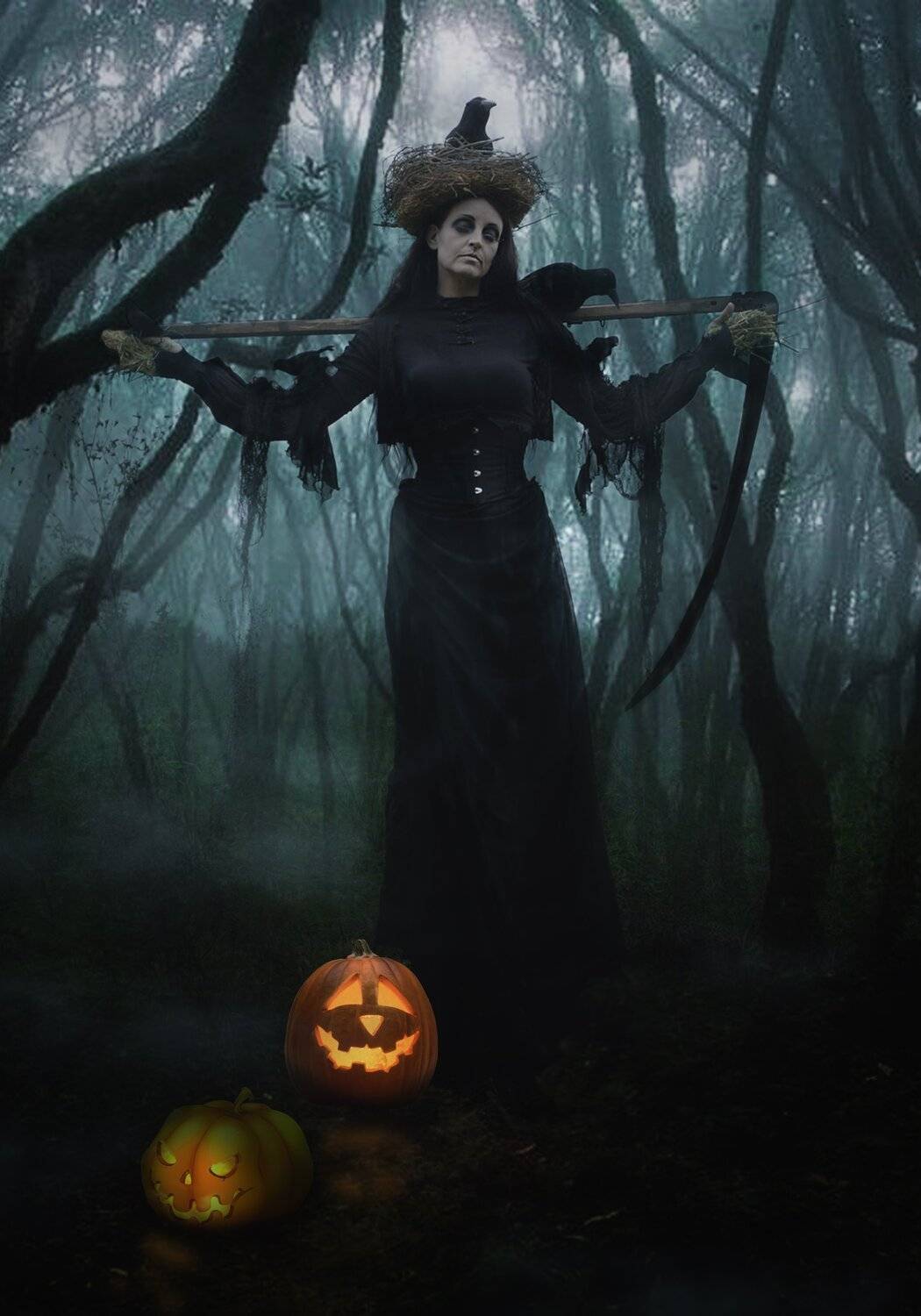 лес, туман,тыква, девушка, Sergii Vidov