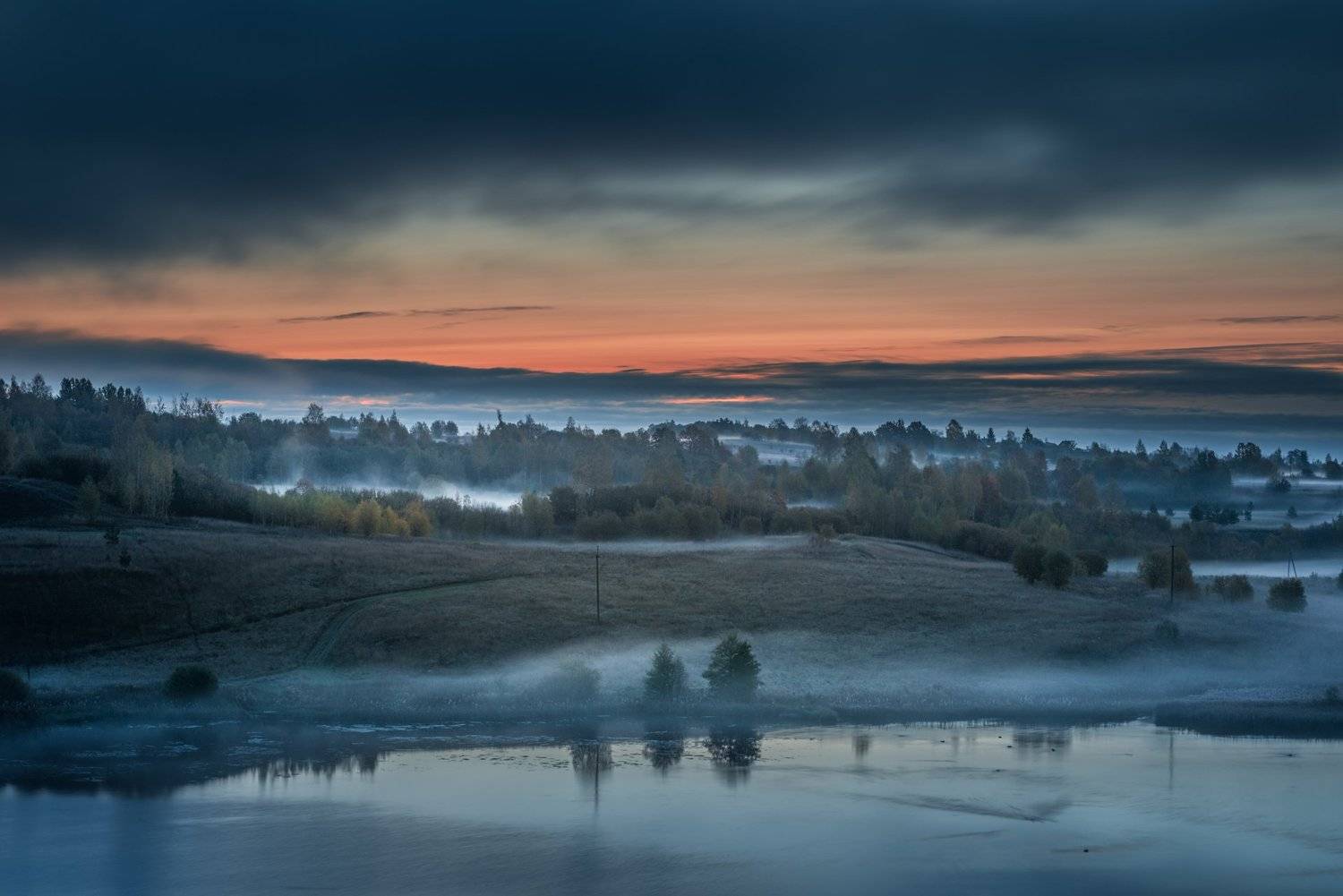 октябрь, утро, озеро, туман, псковская область, изборск, псков, Роман Фабричный