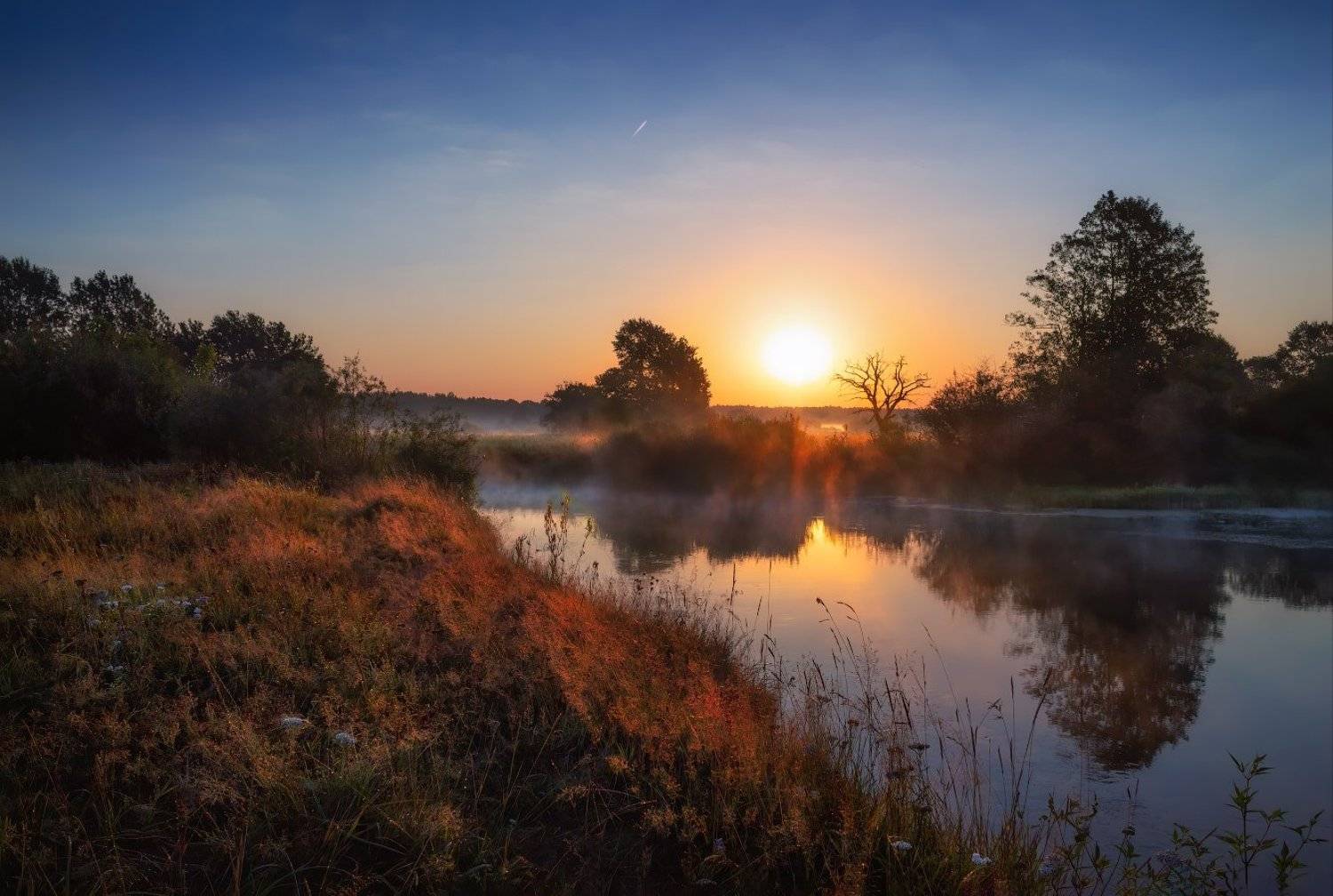 лето, река, рассвет, дымка,, Сергей Шабуневич