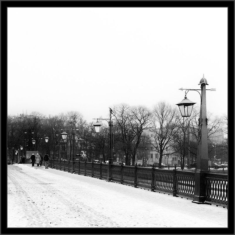 петербург, центр, петропавловка, зима, чб, квадрат Черно-белый зимний питерский этюд с Иоанновского моста фото превью