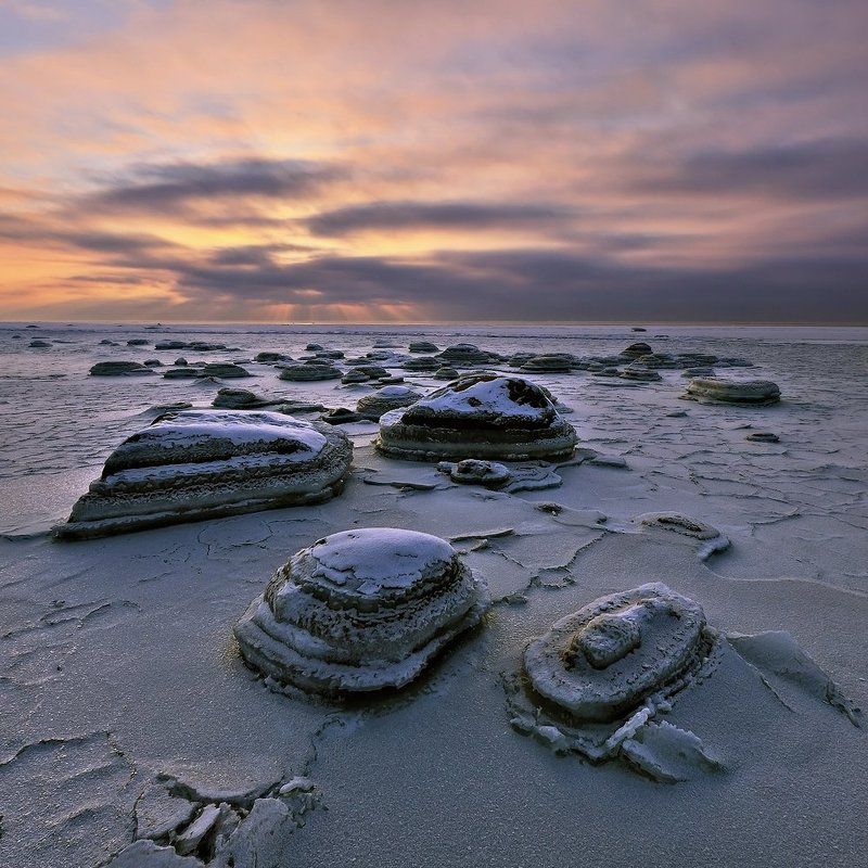 Зимние закаты Рижского залива фото превью