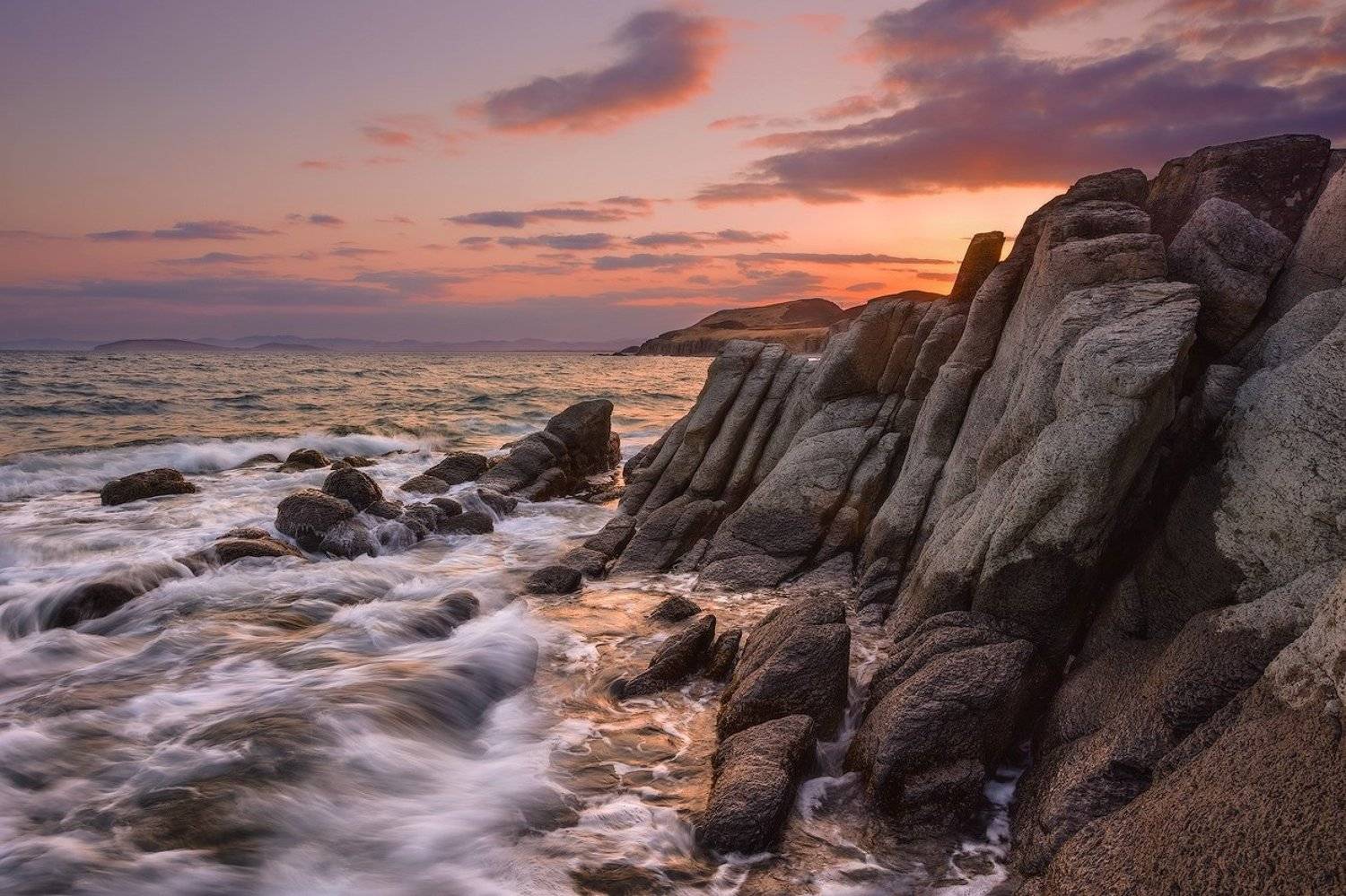 вечер, весна, апрель, море, скалы, Андрей Кровлин