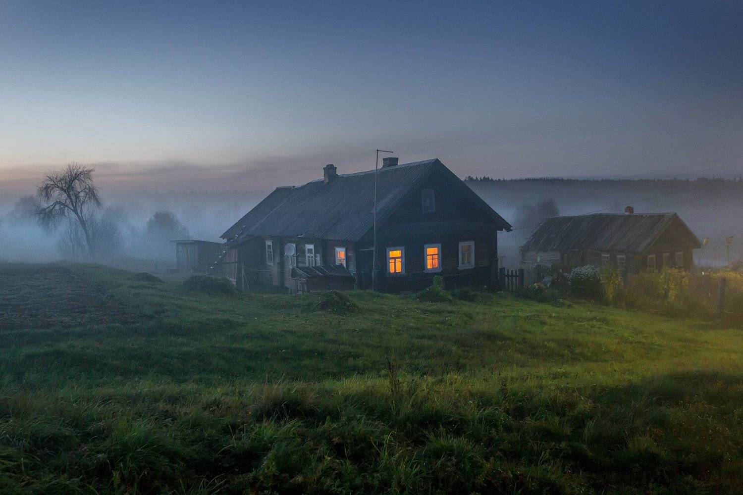 вепсский лес, деревня, сумерки, север, русская деревня, север, Павел Ващенков