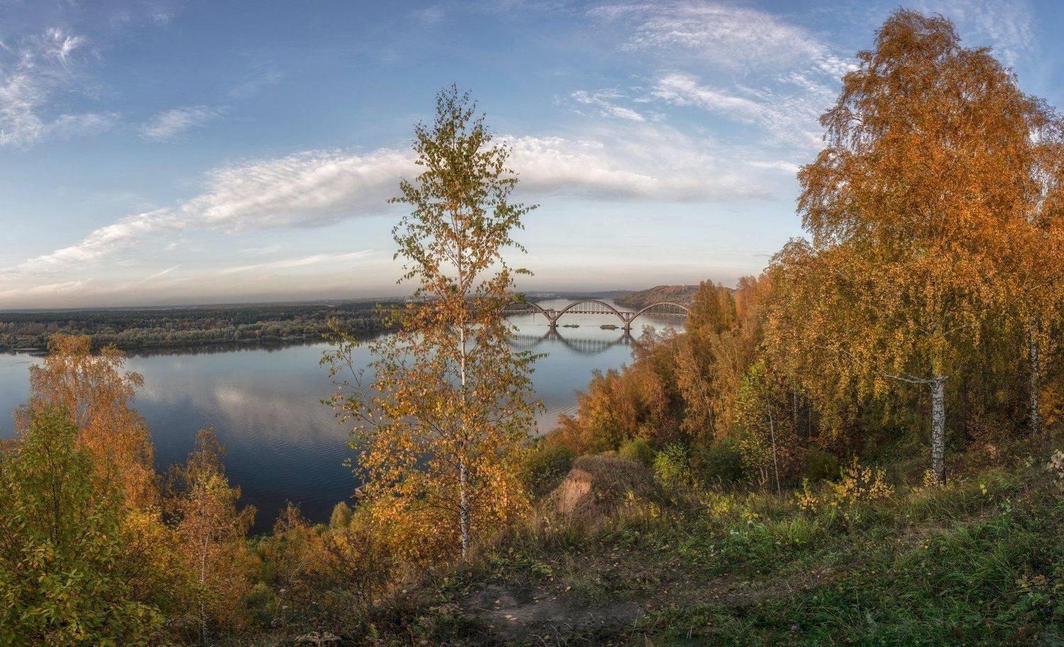 нижний новгород, сартаково, ока, мост, вечер, октябрь, Андрей Колесов