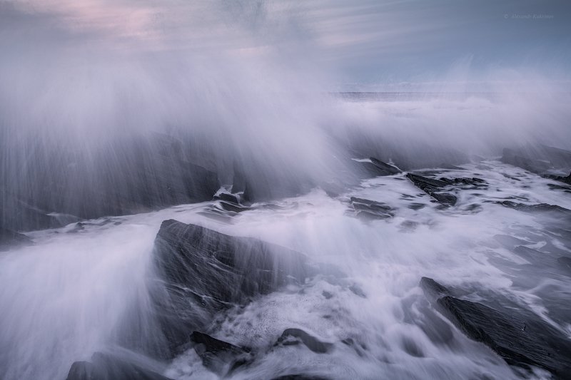 кольский, закат, море, камни, Прилив... фото превью