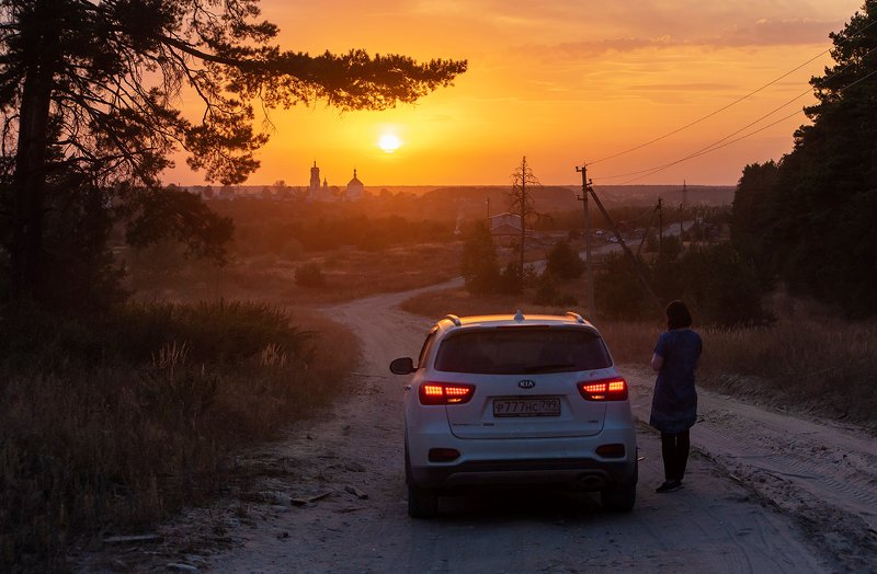 мещёра, рязанская область, красочный, закат, село погост, преображенская, никольская, церковь, ока Красочный Мещёрский вечер фото превью